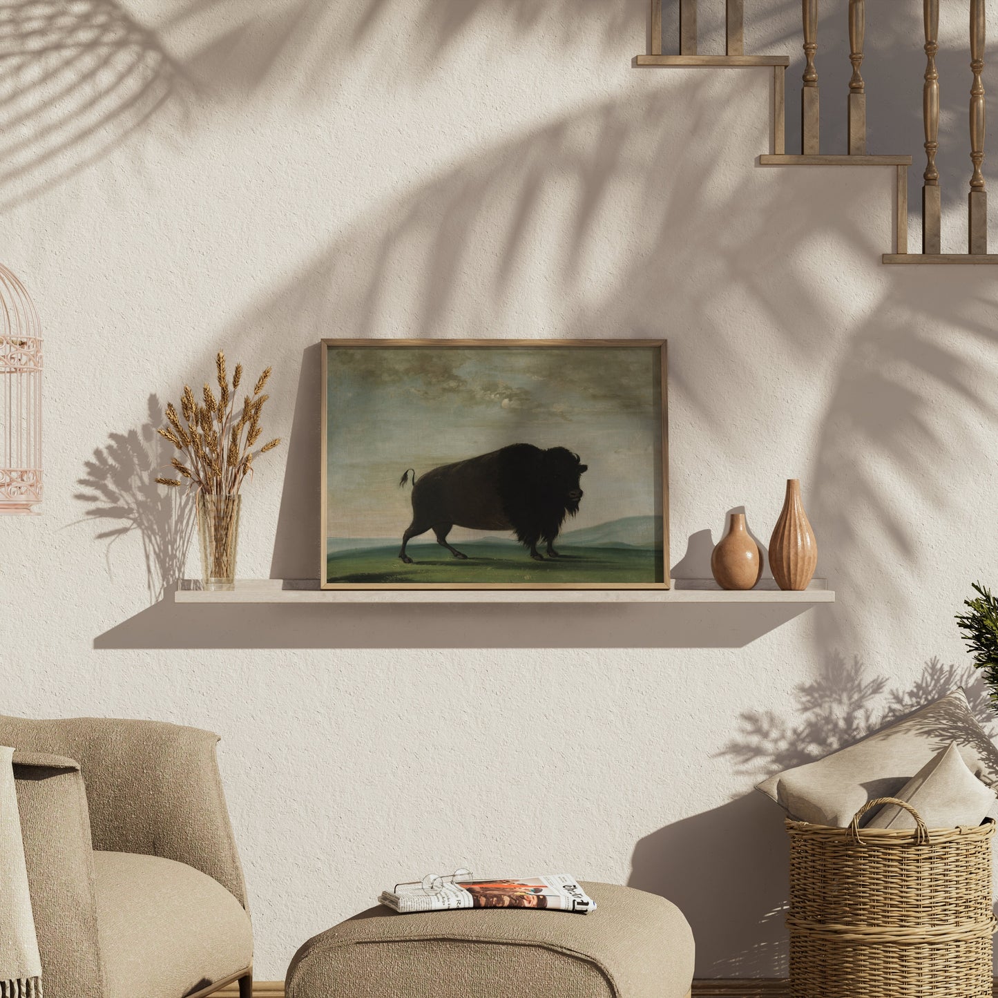 Premium Poster of Buffalo in Landscape Art Print Posters