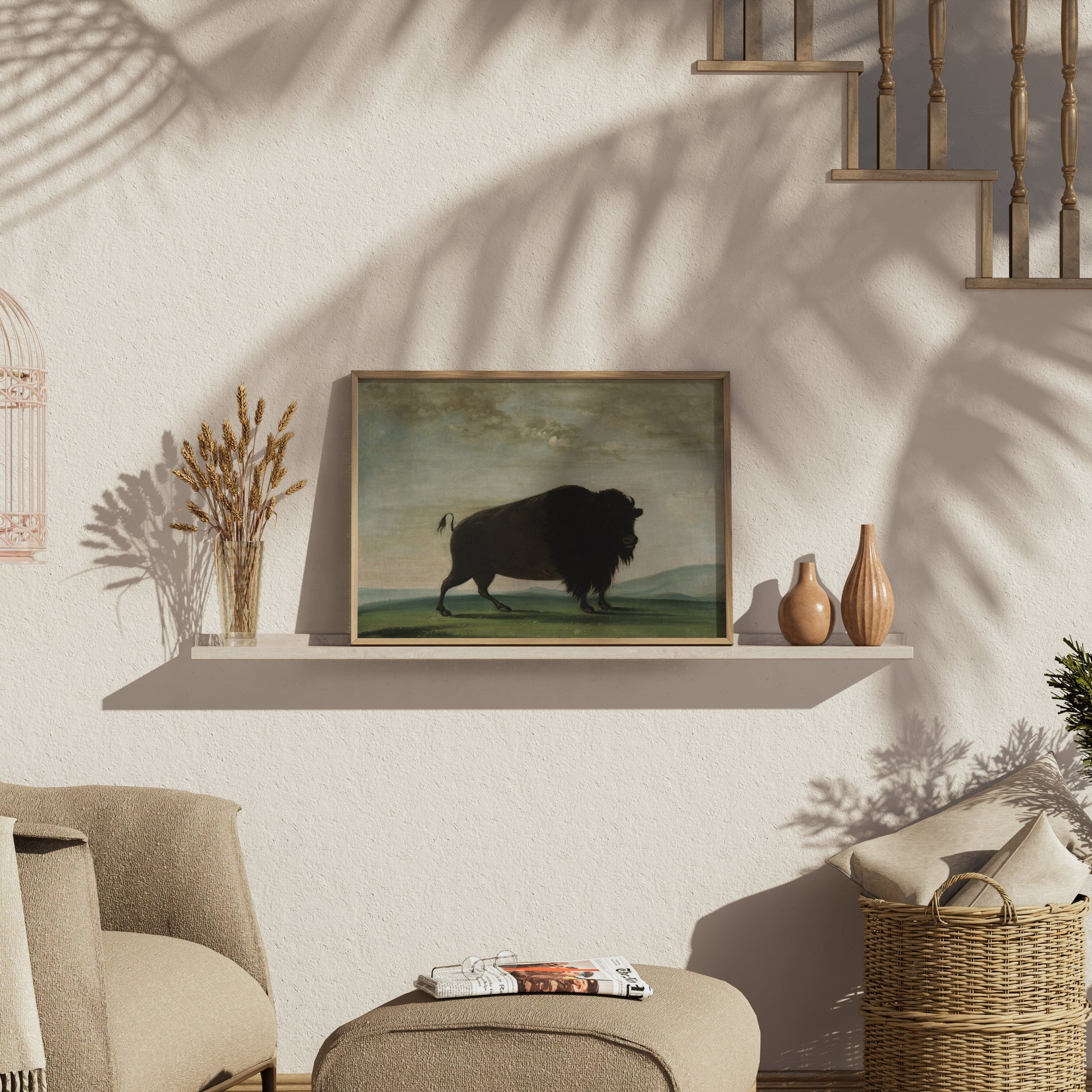 Premium Poster of Buffalo in Landscape Art Print Posters