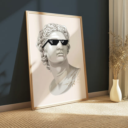 Premium Poster of Bust Statue with Sunglasses Cool Art Style Posters