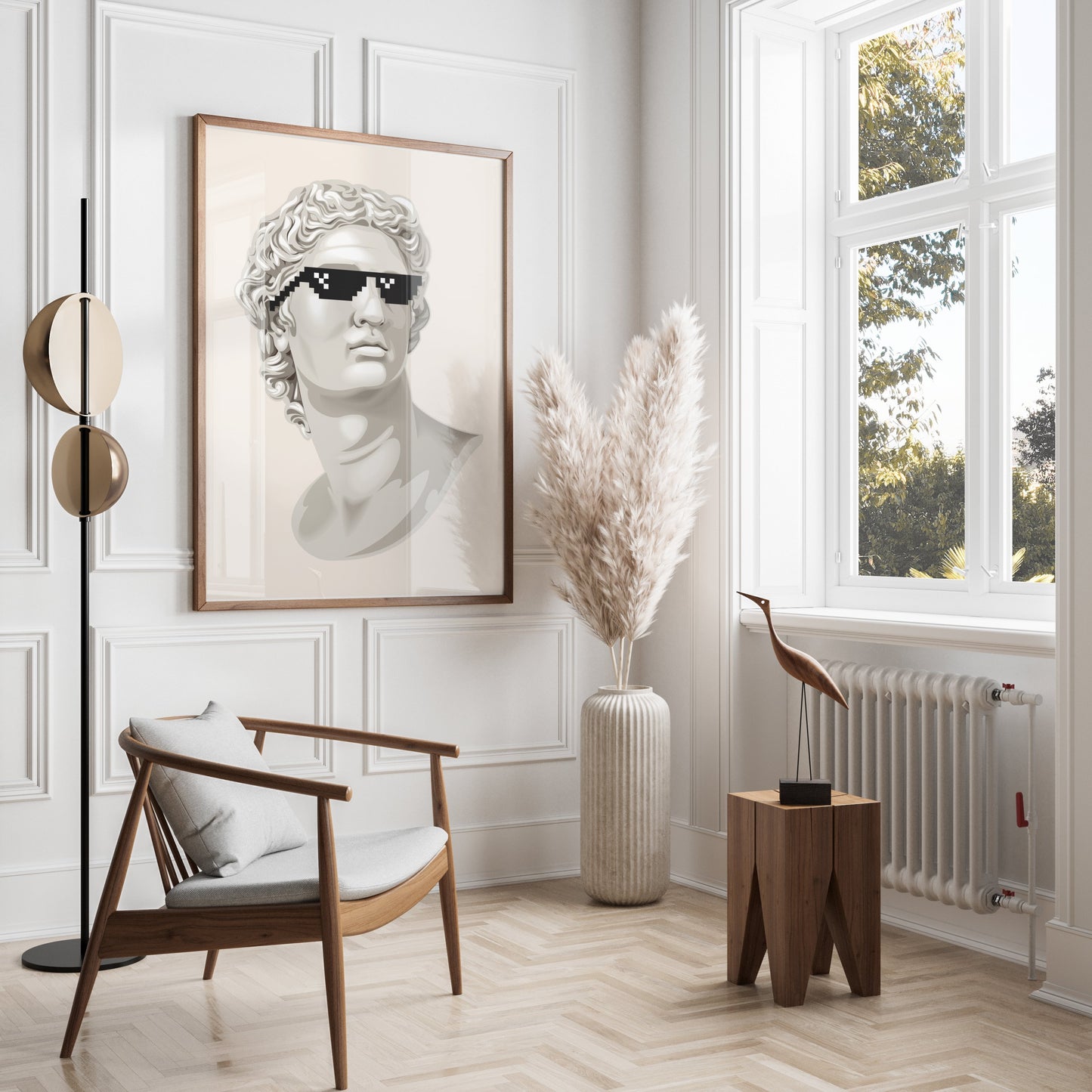 Premium Poster of Bust Statue with Sunglasses Cool Art Style Posters
