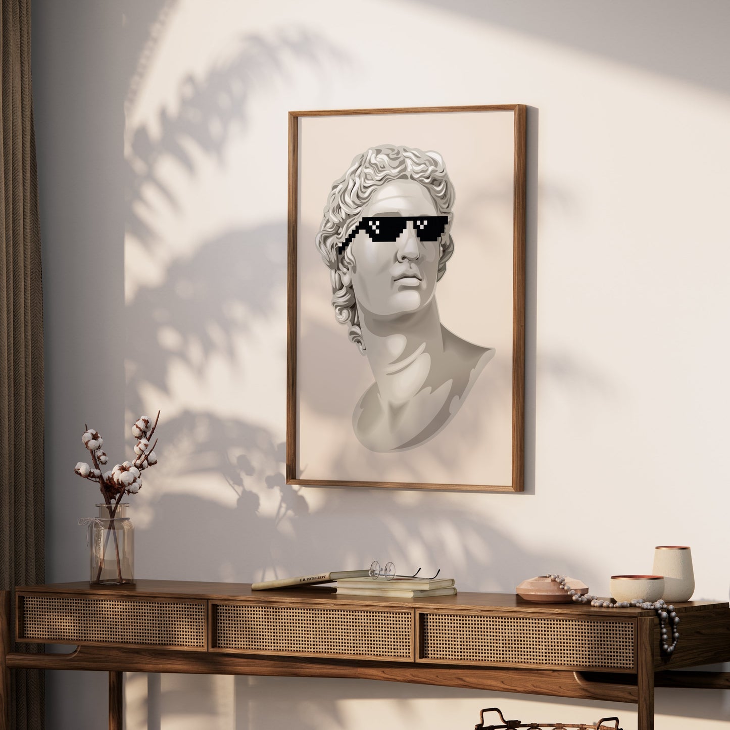 Premium Poster of Bust Statue with Sunglasses Cool Art Style Posters