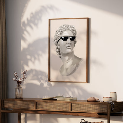 Premium Poster of Bust Statue with Sunglasses Cool Art Style Posters