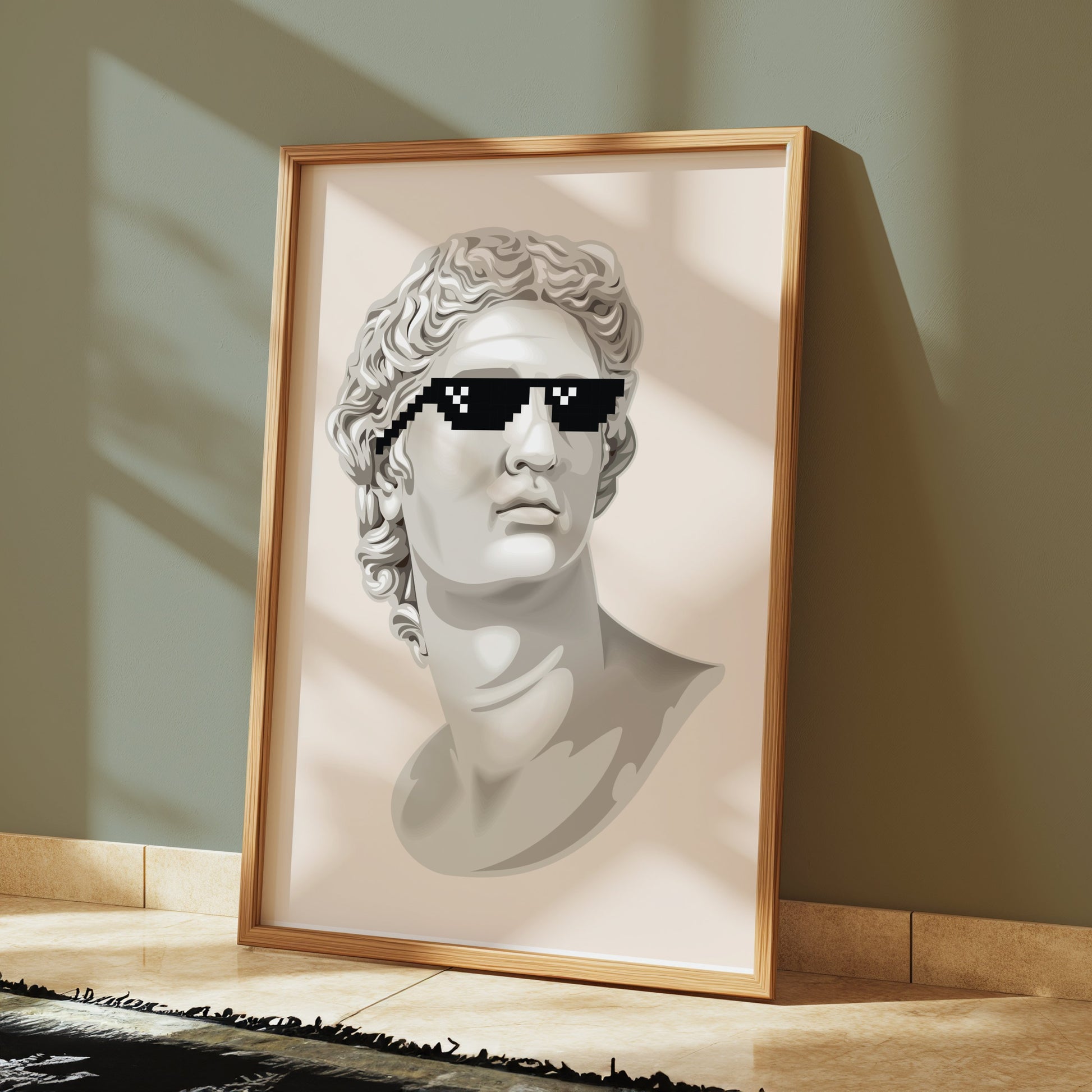 Premium Poster of Bust Statue with Sunglasses Cool Art Style Posters