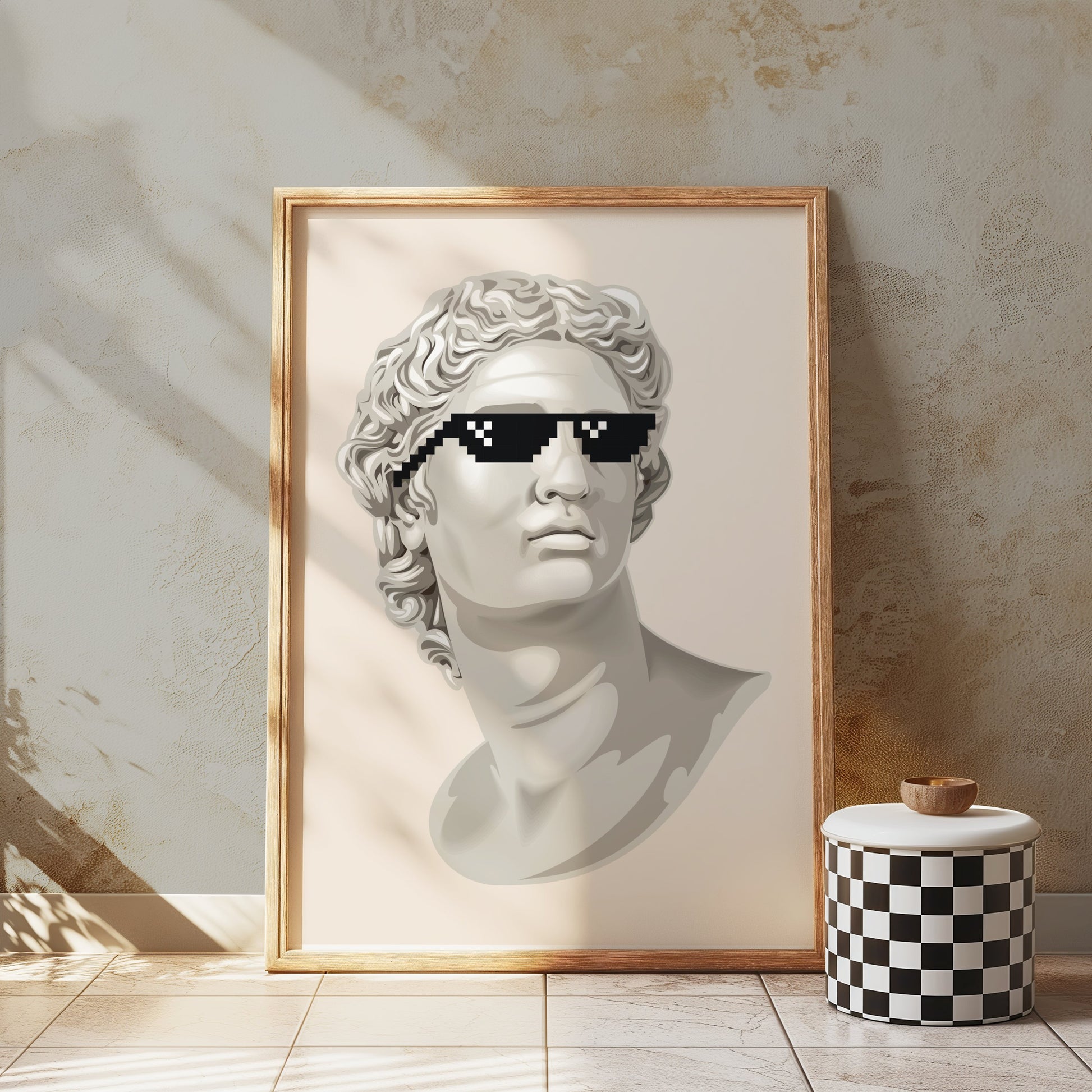 Premium Poster of Bust Statue with Sunglasses Cool Art Style Posters
