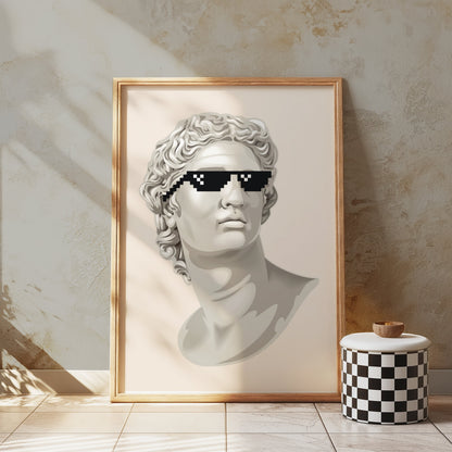 Premium Poster of Bust Statue with Sunglasses Cool Art Style Posters
