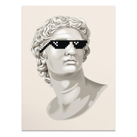 Premium Poster of Bust Statue with Sunglasses Cool Art Style Posters