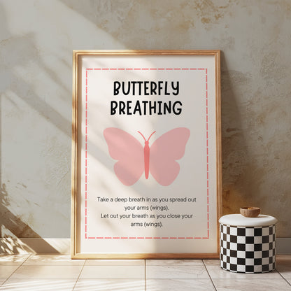 Premium Poster of Butterfly Breathing Technique Illustrated Posters