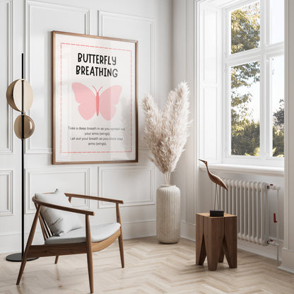 Premium Poster of Butterfly Breathing Technique Illustrated Posters
