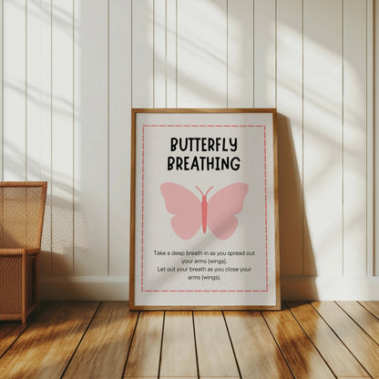 Premium Poster of Butterfly Breathing Technique Illustrated Posters