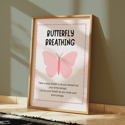 Premium Poster of Butterfly Breathing Technique Illustrated Posters