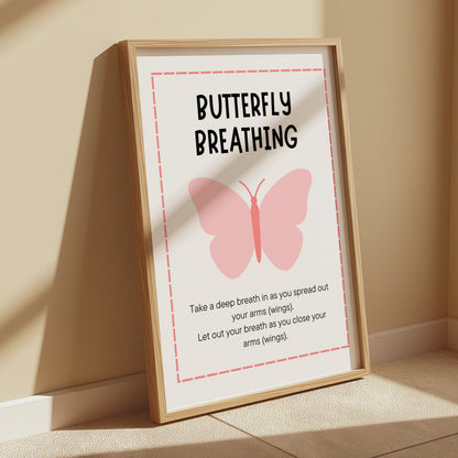 Premium Poster of Butterfly Breathing Technique Illustrated Posters