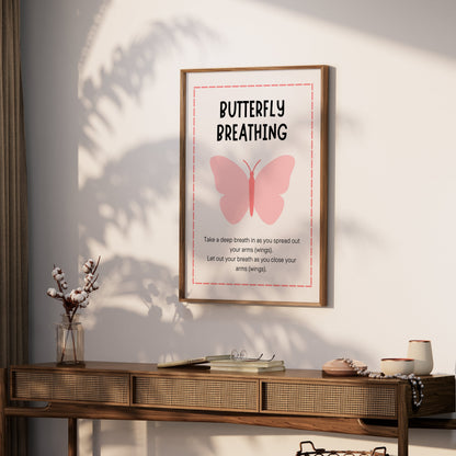 Premium Poster of Butterfly Breathing Technique Illustrated Posters