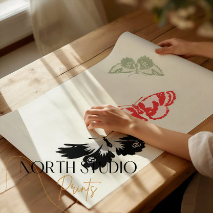 Premium Poster of Butterfly Flight Trio Japanese Art Prints Posters