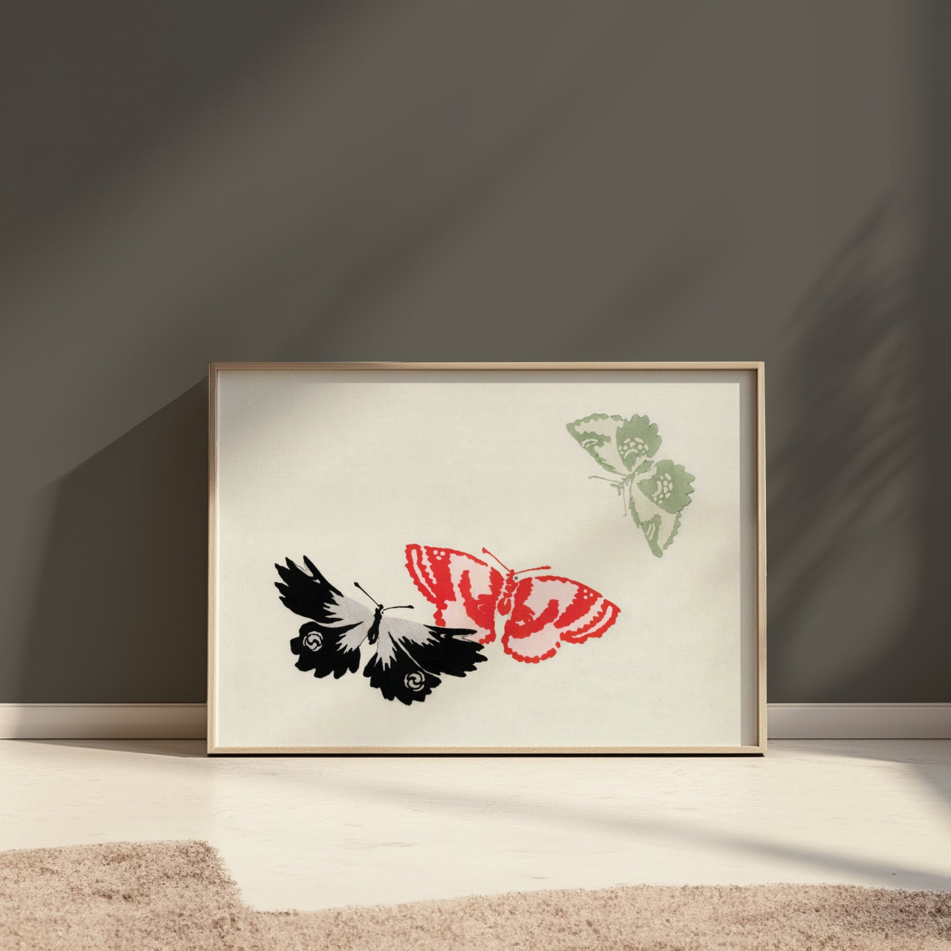 Premium Poster of Butterfly Flight Trio Japanese Art Prints Posters