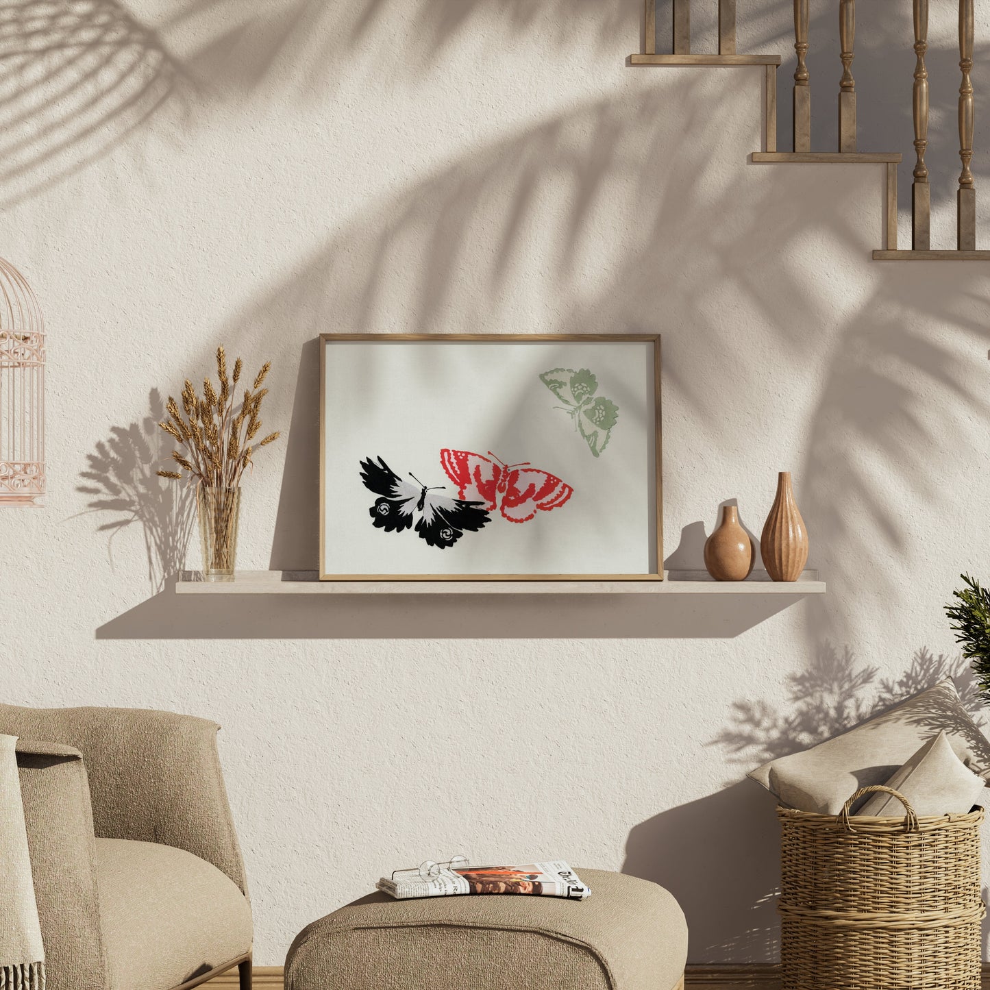 Premium Poster of Butterfly Flight Trio Japanese Art Prints Posters