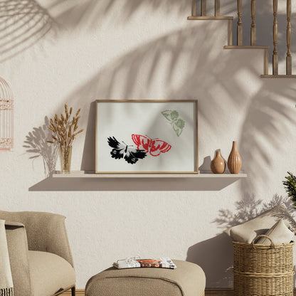 Premium Poster of Butterfly Flight Trio Japanese Art Prints Posters