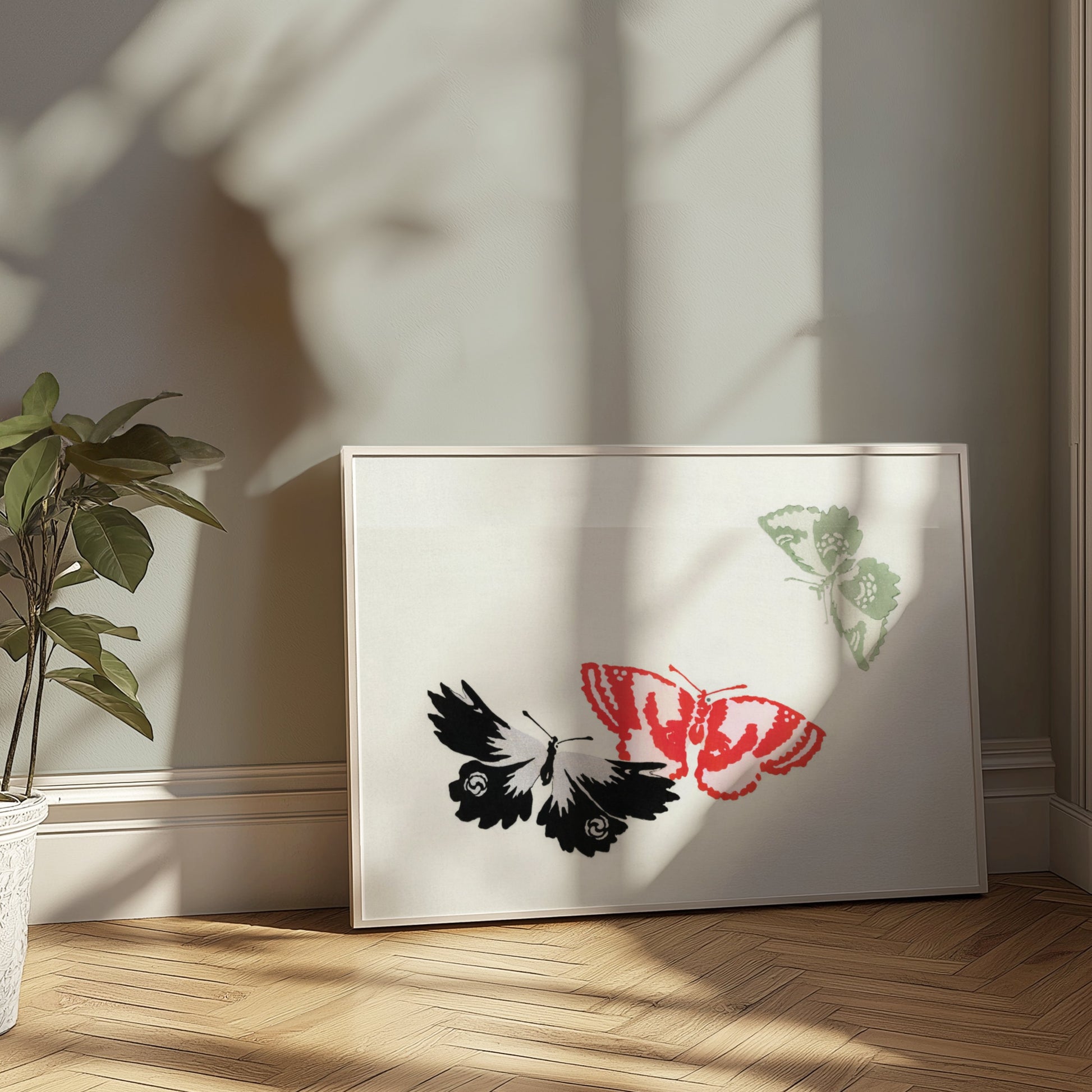 Premium Poster of Butterfly Flight Trio Japanese Art Prints Posters