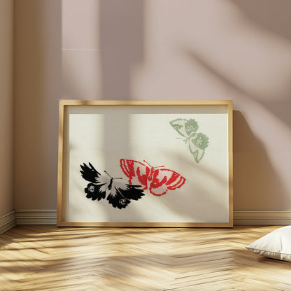 Premium Poster of Butterfly Flight Trio Japanese Art Prints Posters