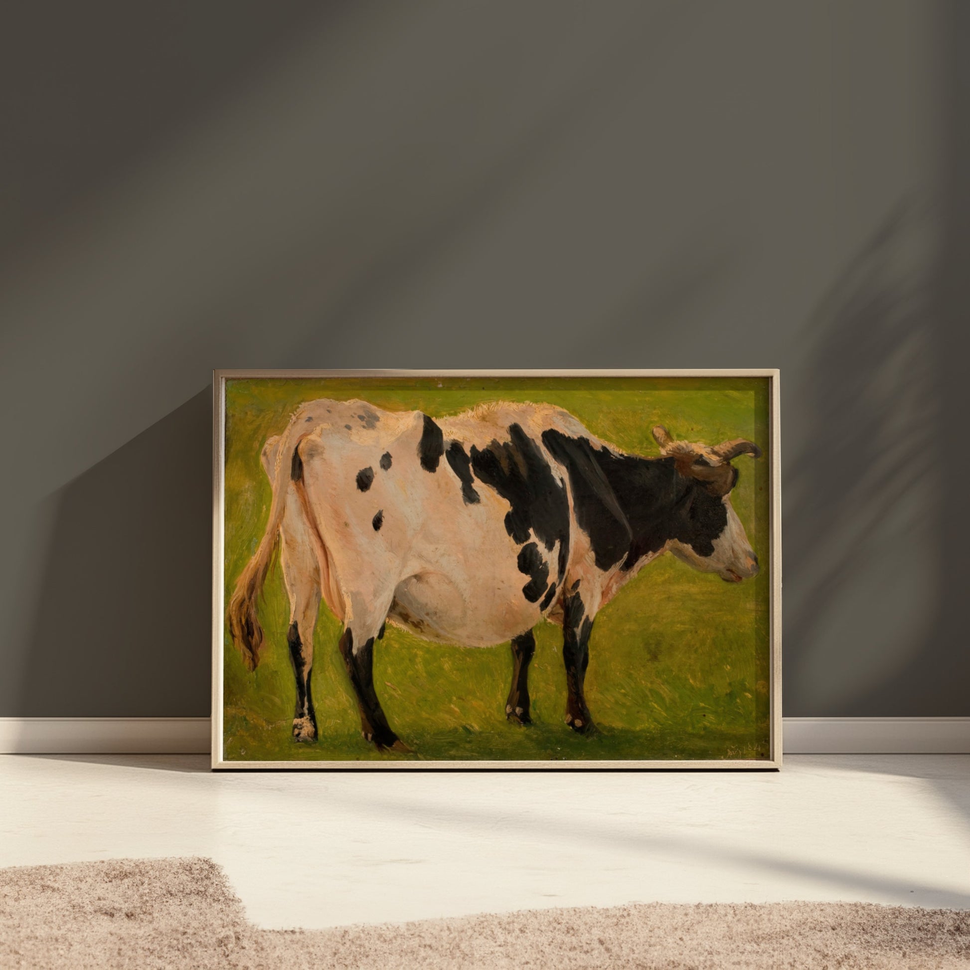 Premium Poster of Captivating Cow Artwork on a Field Painting Posters