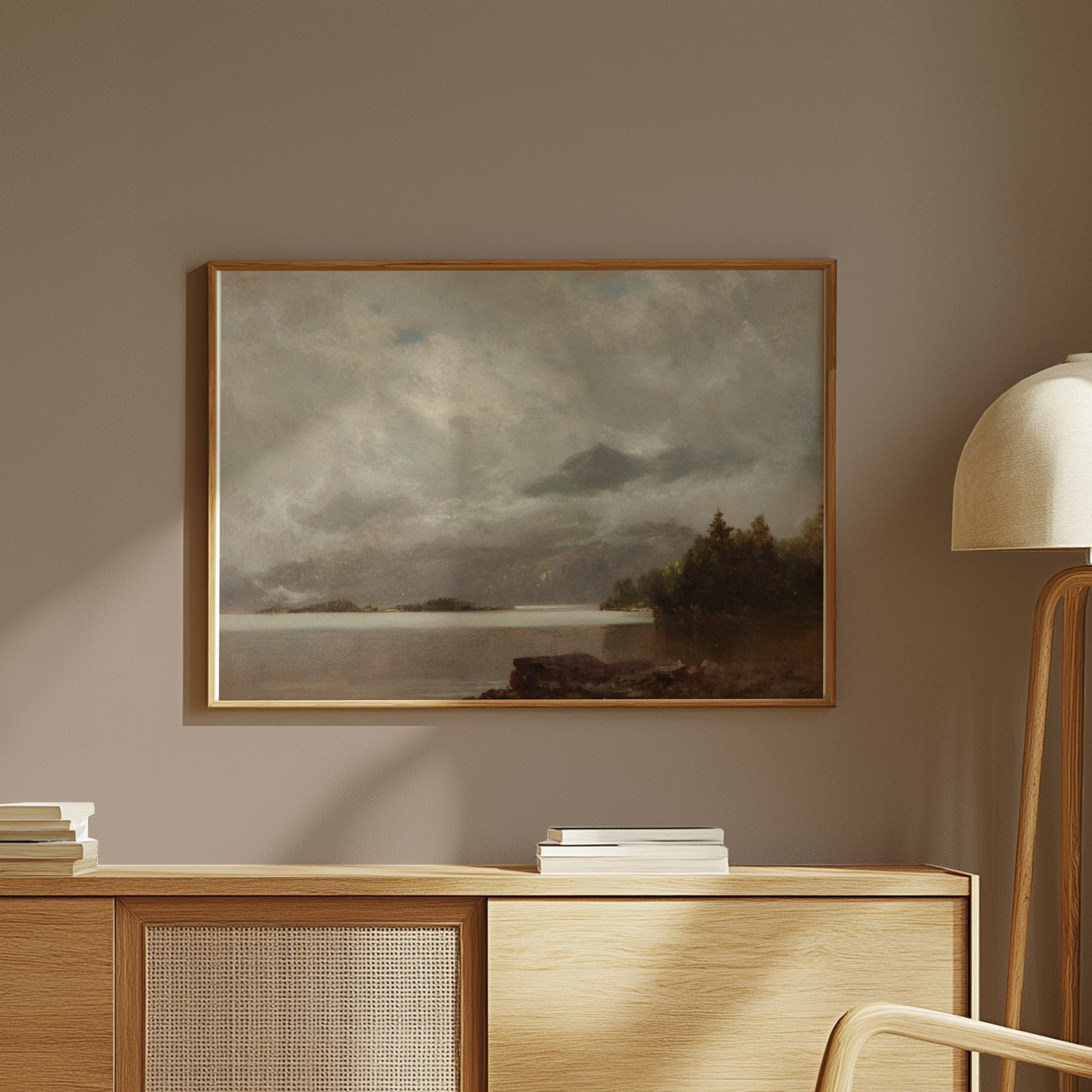 Premium Poster of Captivating Landscape Lake Scene with Mountains Posters