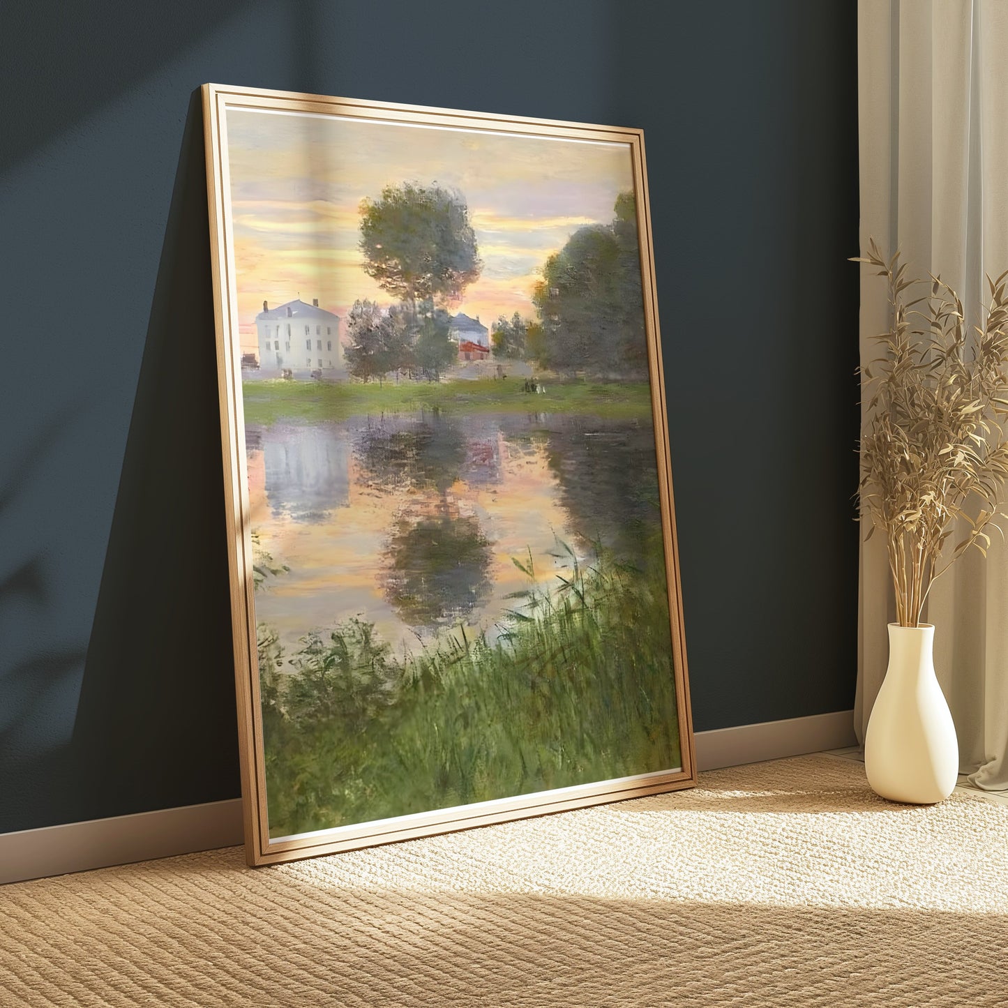 Premium Poster of Captivating Sunset Scenic Lake Reflection Art Print Posters