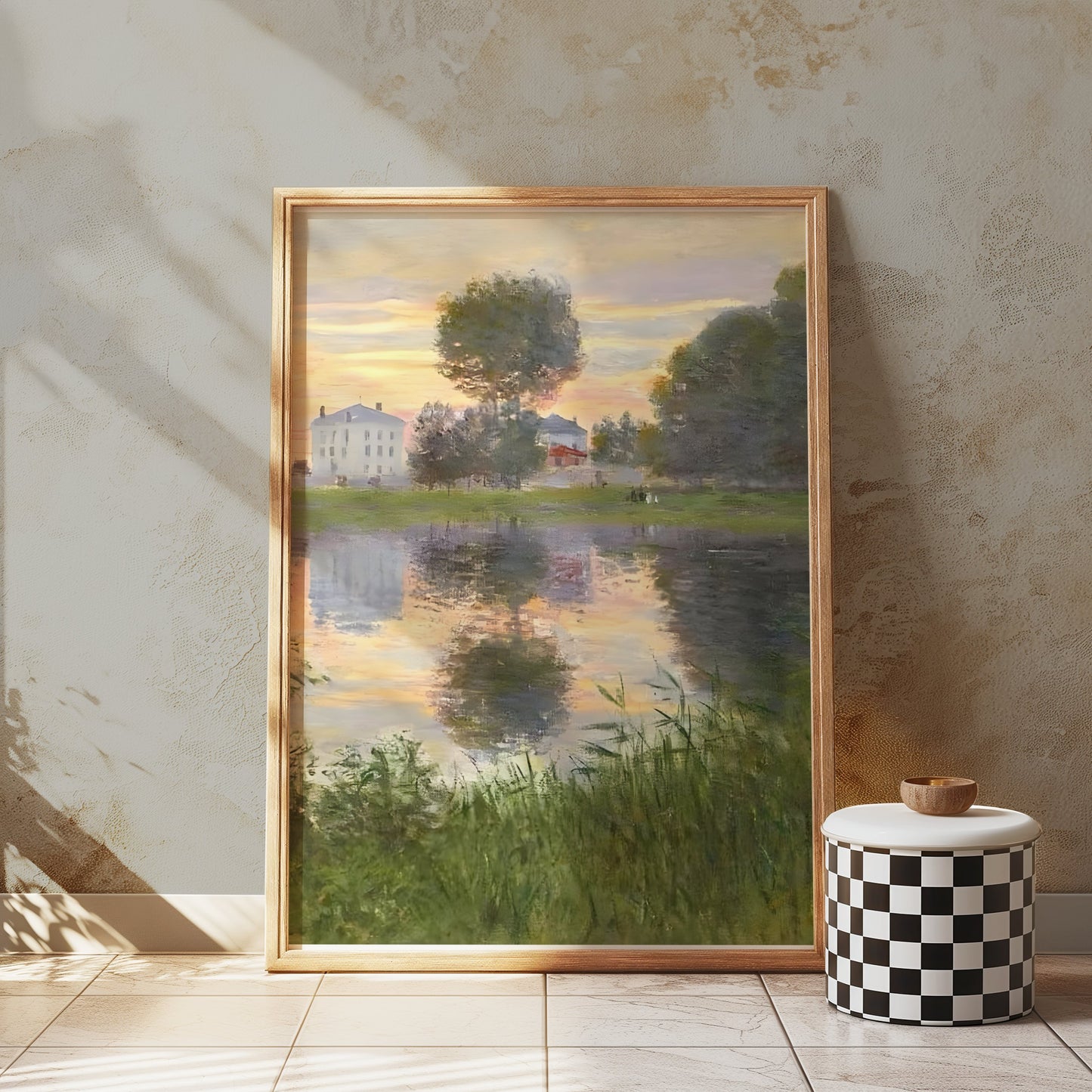 Premium Poster of Captivating Sunset Scenic Lake Reflection Art Print Posters