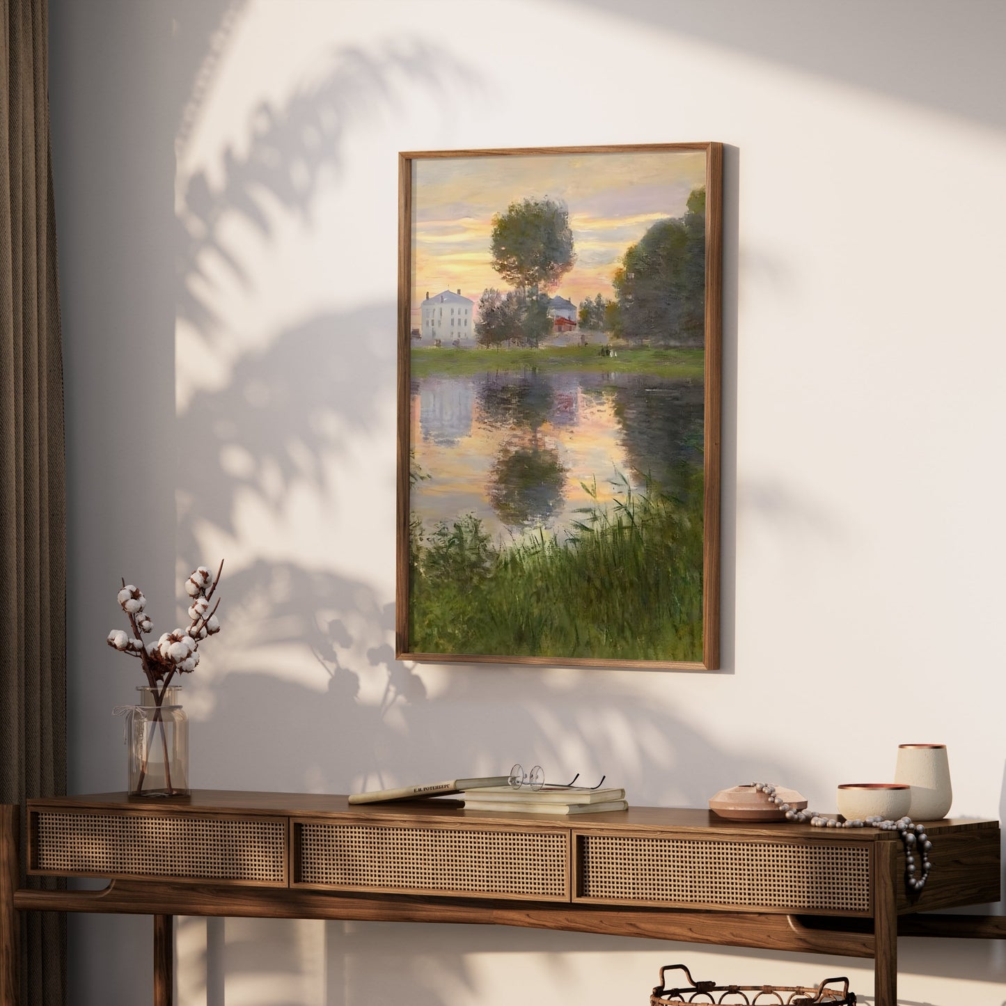 Premium Poster of Captivating Sunset Scenic Lake Reflection Art Print Posters