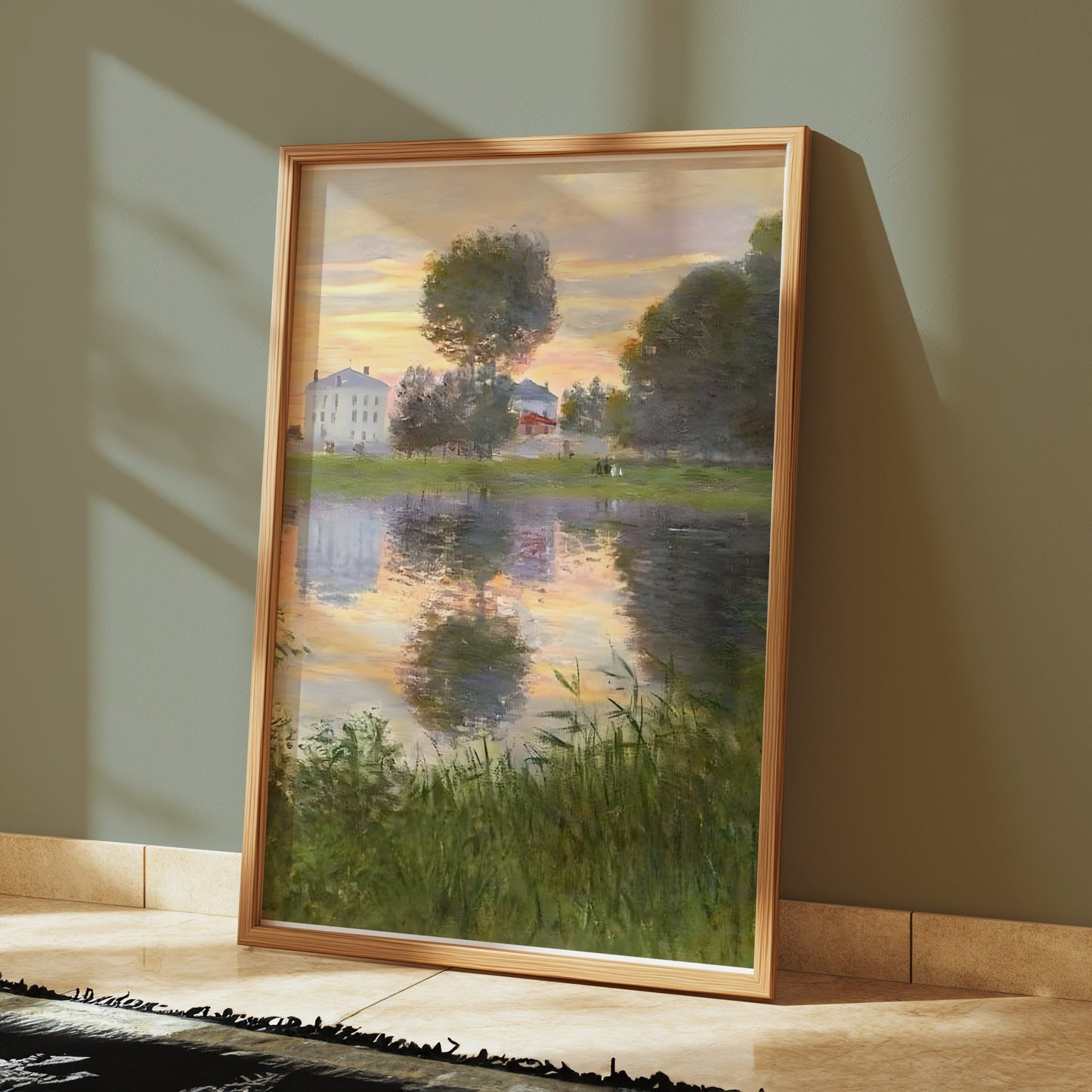 Premium Poster of Captivating Sunset Scenic Lake Reflection Art Print Posters
