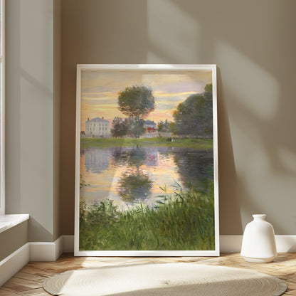 Premium Poster of Captivating Sunset Scenic Lake Reflection Art Print Posters