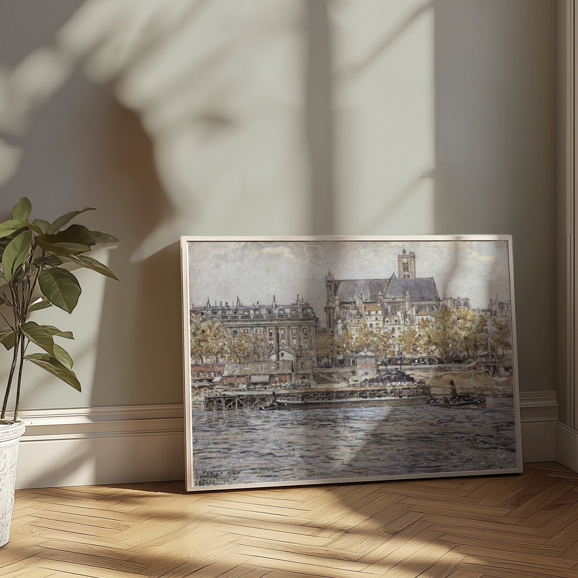 Premium Poster of Captivating Vintage Cityscape of River and Cathedral Posters