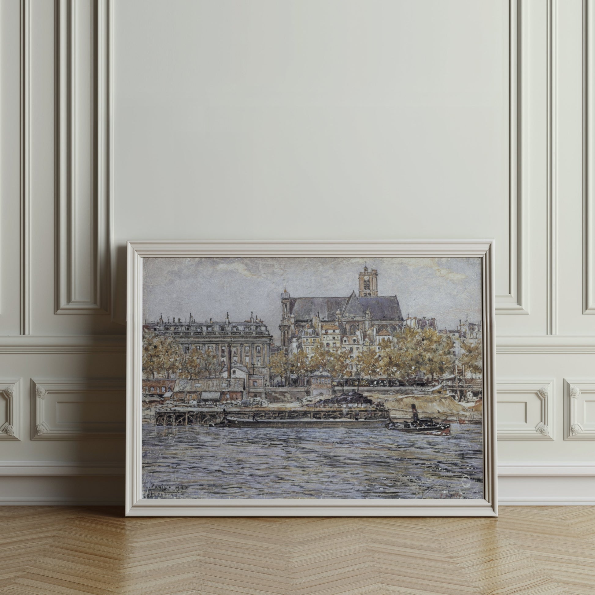 Premium Poster of Captivating Vintage Cityscape of River and Cathedral Posters