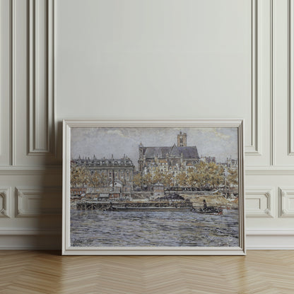 Premium Poster of Captivating Vintage Cityscape of River and Cathedral Posters