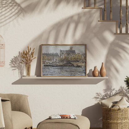 Premium Poster of Captivating Vintage Cityscape of River and Cathedral Posters