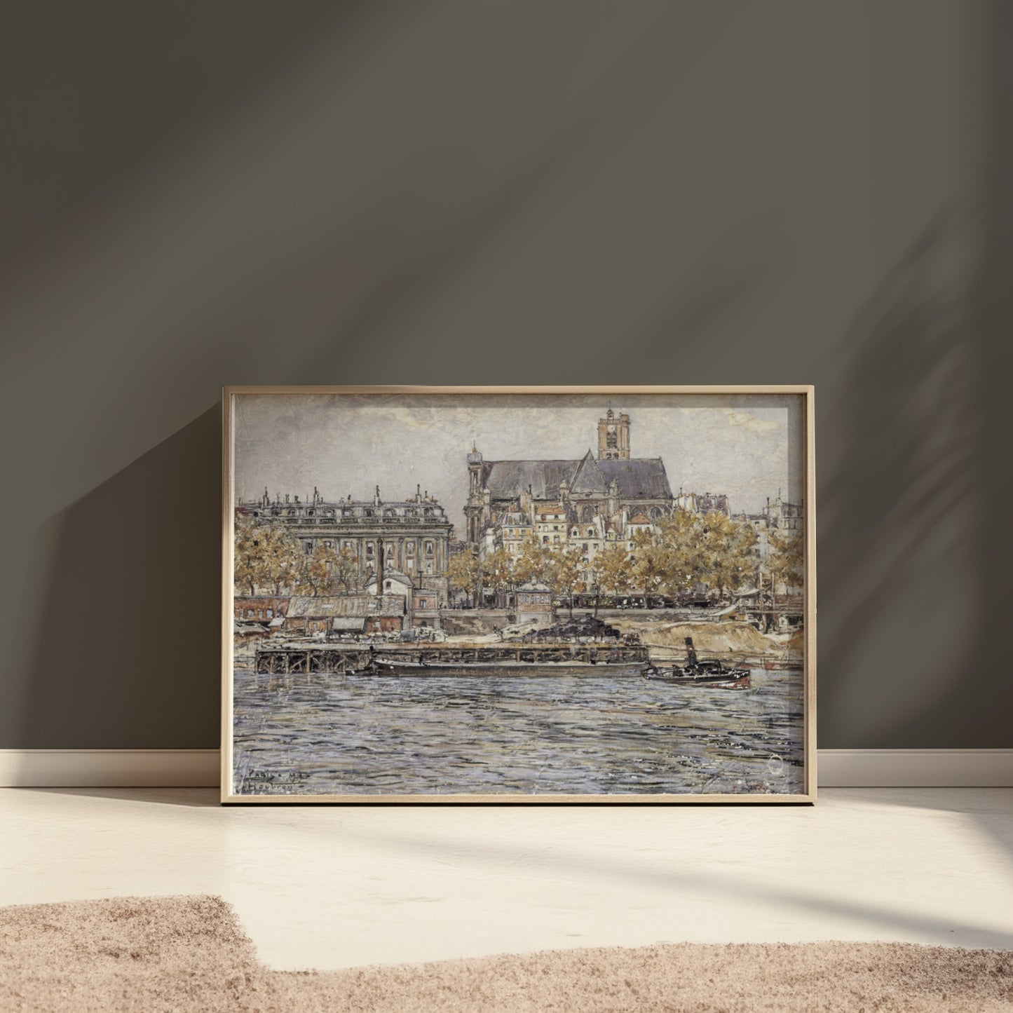 Premium Poster of Captivating Vintage Cityscape of River and Cathedral Posters