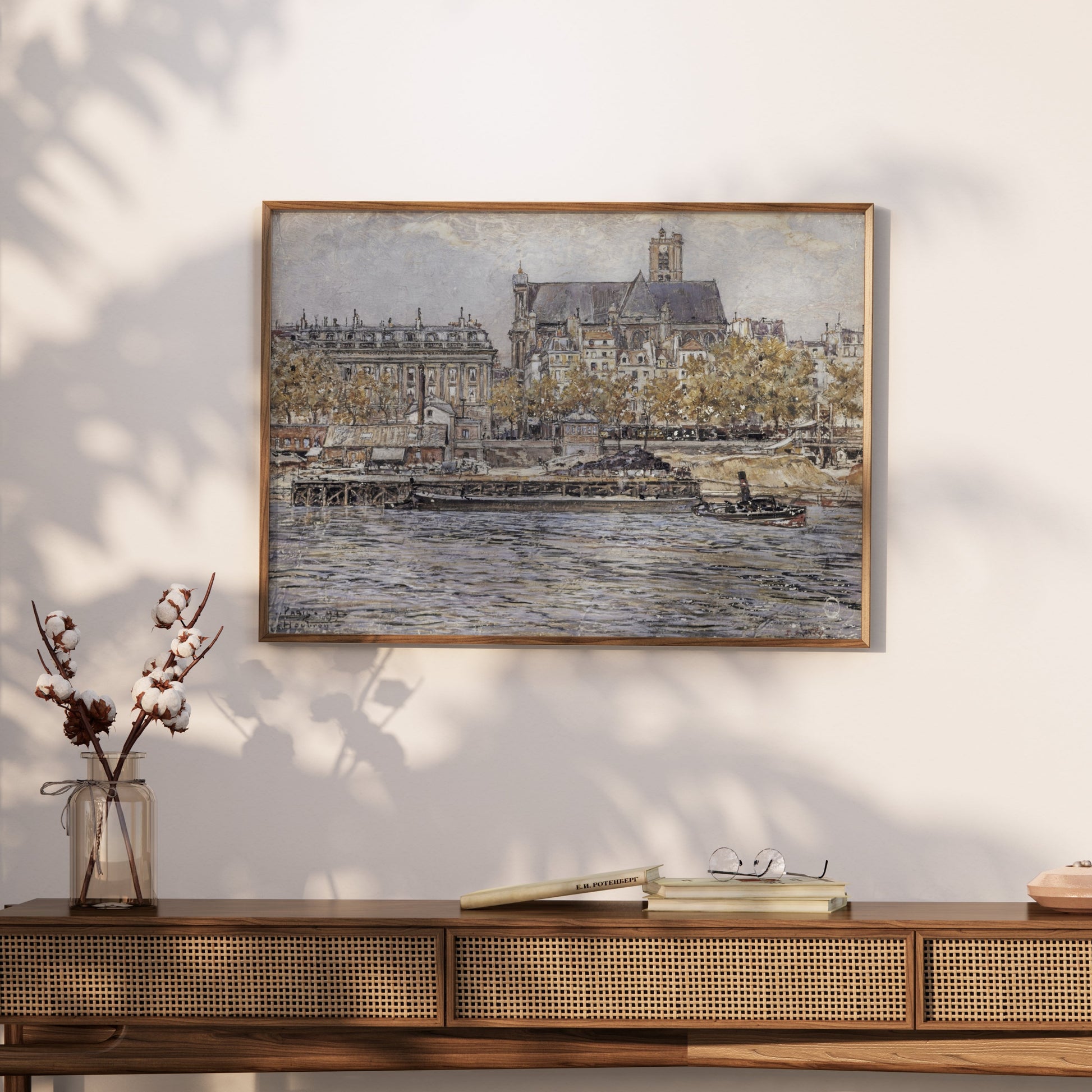 Premium Poster of Captivating Vintage Cityscape of River and Cathedral Posters