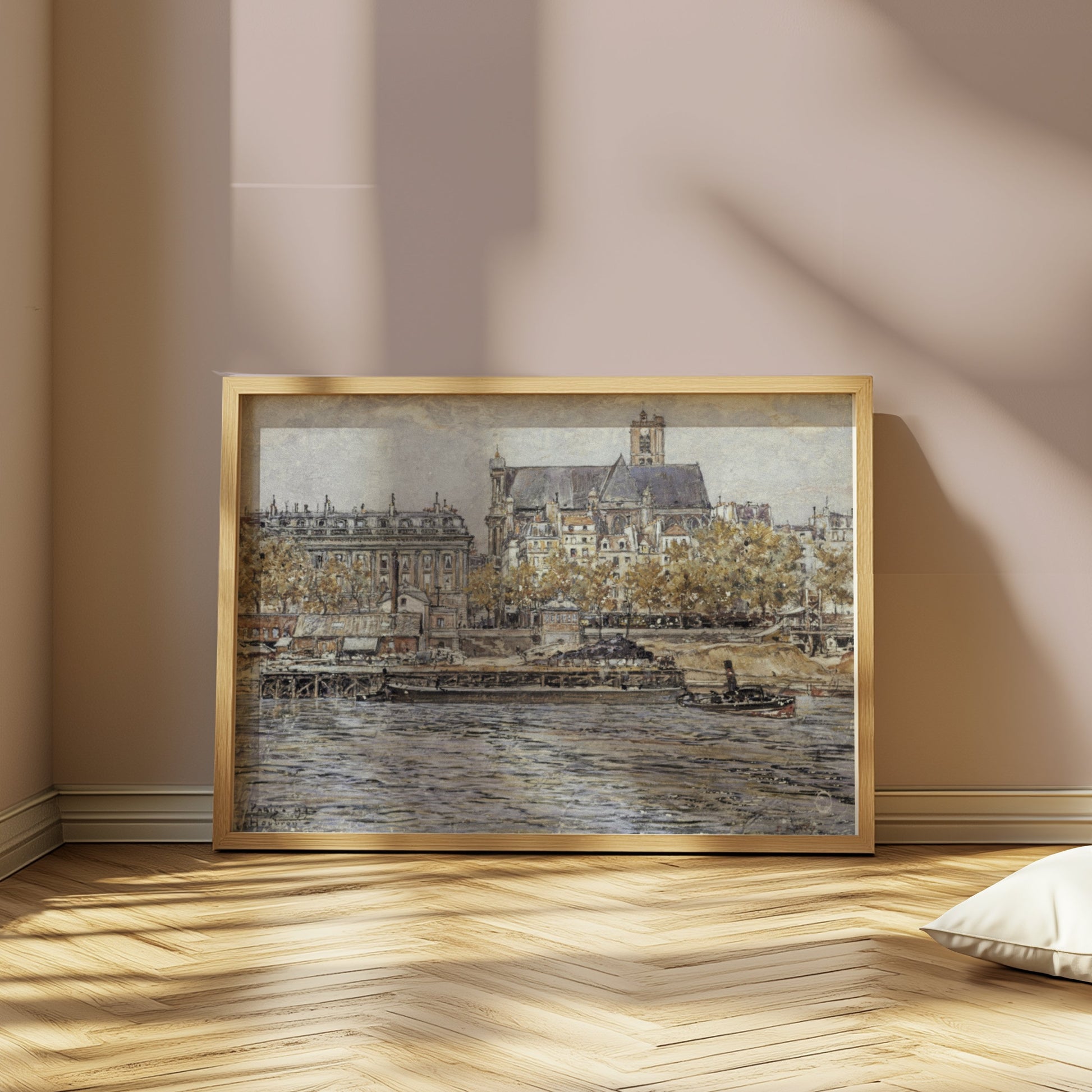 Premium Poster of Captivating Vintage Cityscape of River and Cathedral Posters
