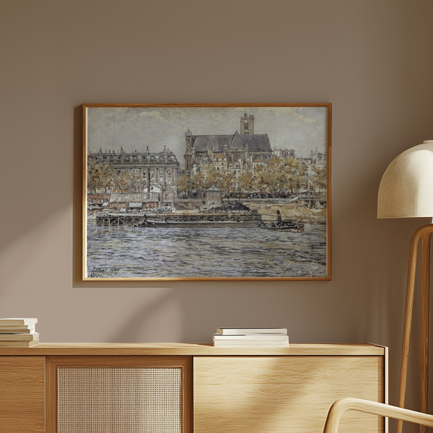 Premium Poster of Captivating Vintage Cityscape of River and Cathedral Posters