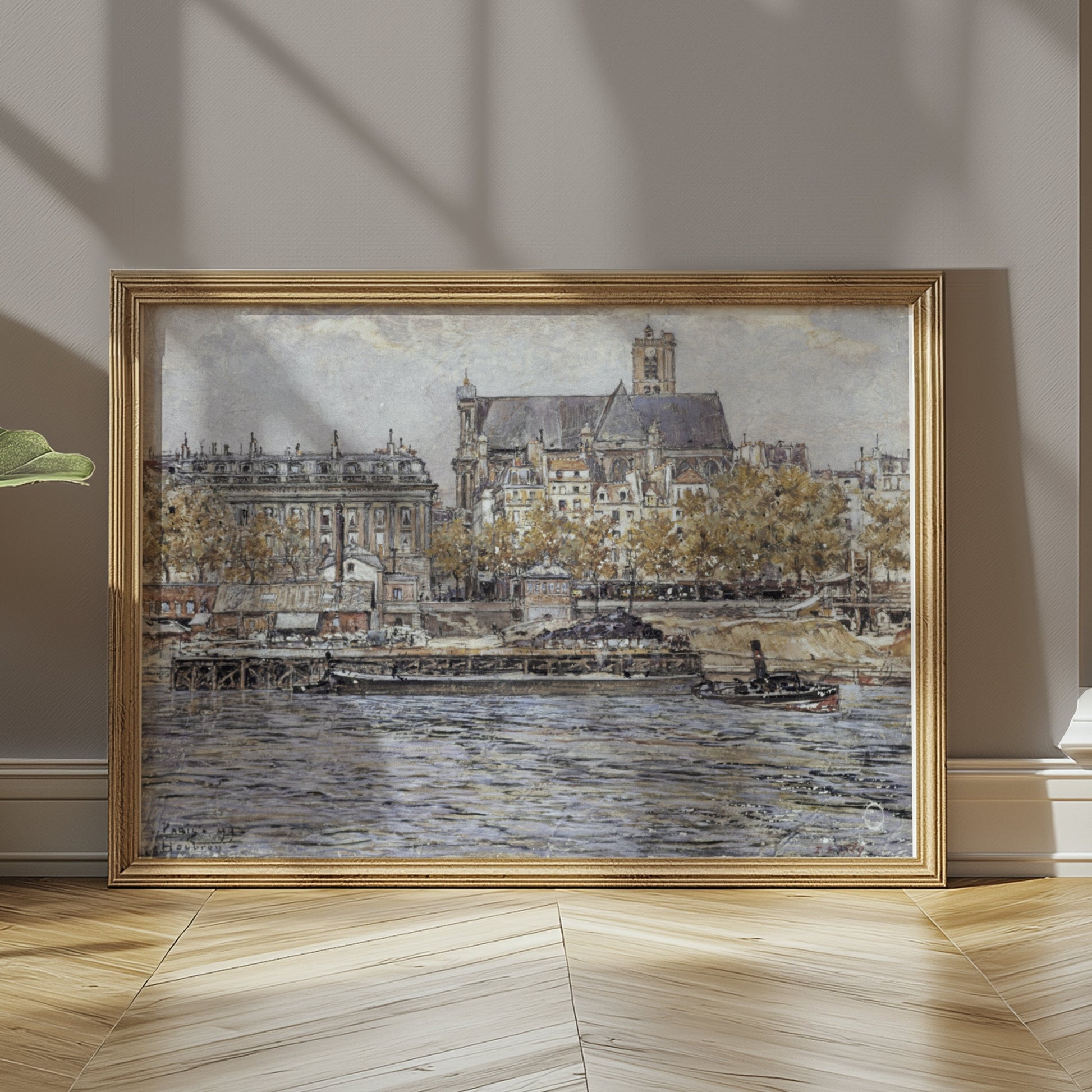 Premium Poster of Captivating Vintage Cityscape of River and Cathedral Posters