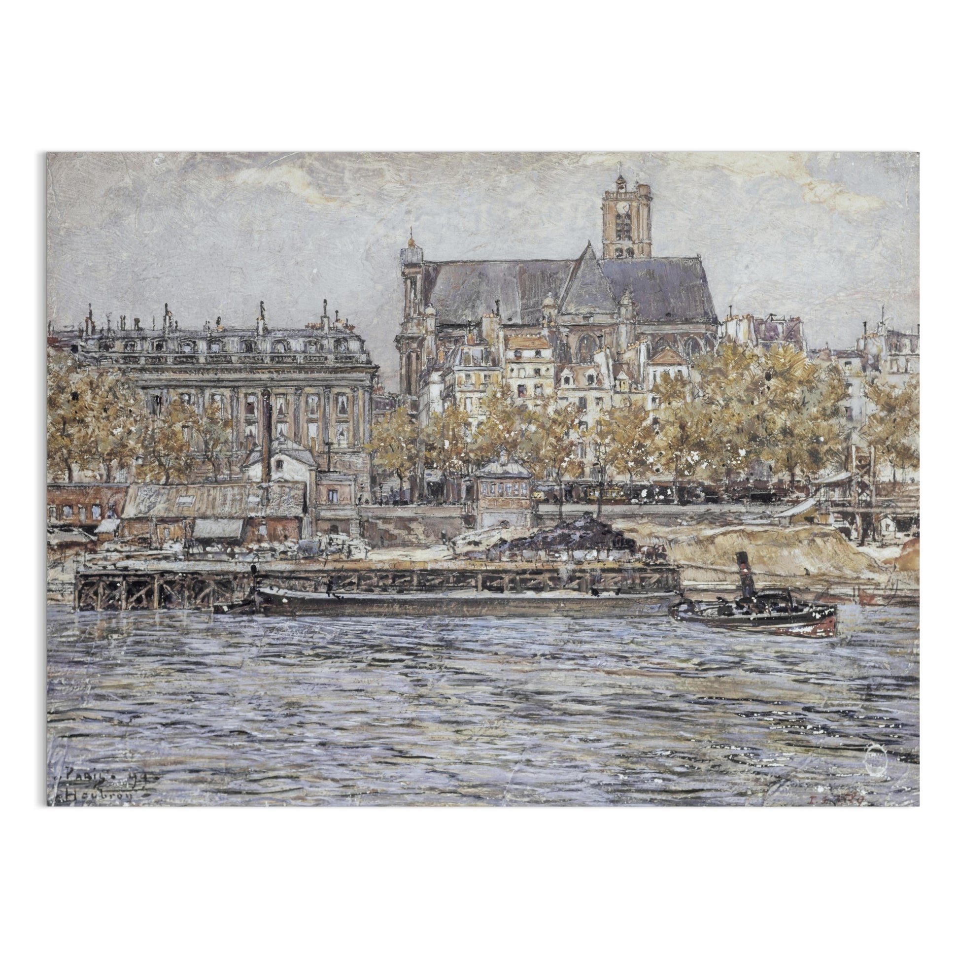 Premium Poster of Captivating Vintage Cityscape of River and Cathedral Posters