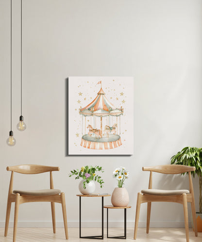 Premium Poster of Carousel and Stars Nursery Wall Art Canvas Wraps