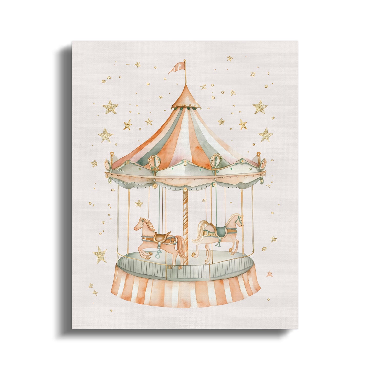 Premium Poster of Carousel and Stars Nursery Wall Art Canvas Wraps