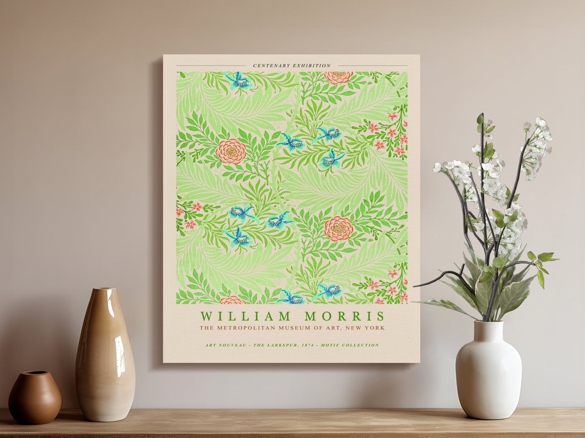 Premium Poster of Centenary Exhibition William Morris Wall Art Canvas Wraps