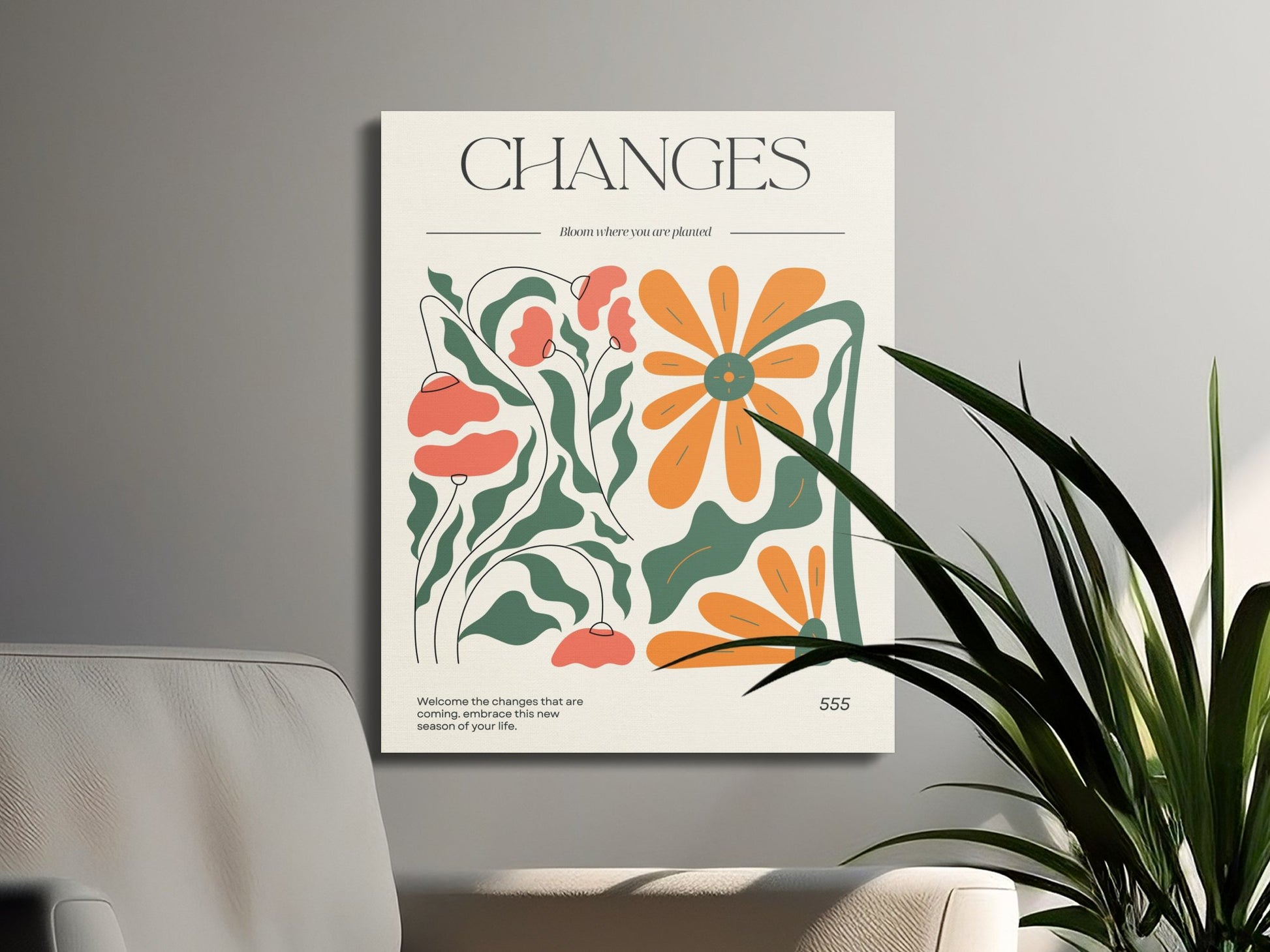 Premium Poster of Changes Floral Wall Art Design Canvas Wraps