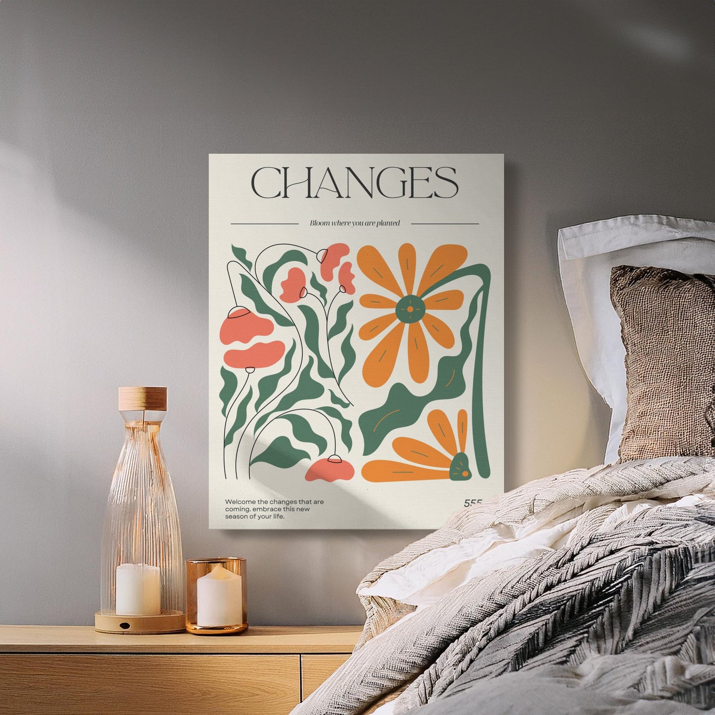 Premium Poster of Changes Floral Wall Art Design Canvas Wraps