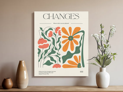 Premium Poster of Changes Floral Wall Art Design Canvas Wraps
