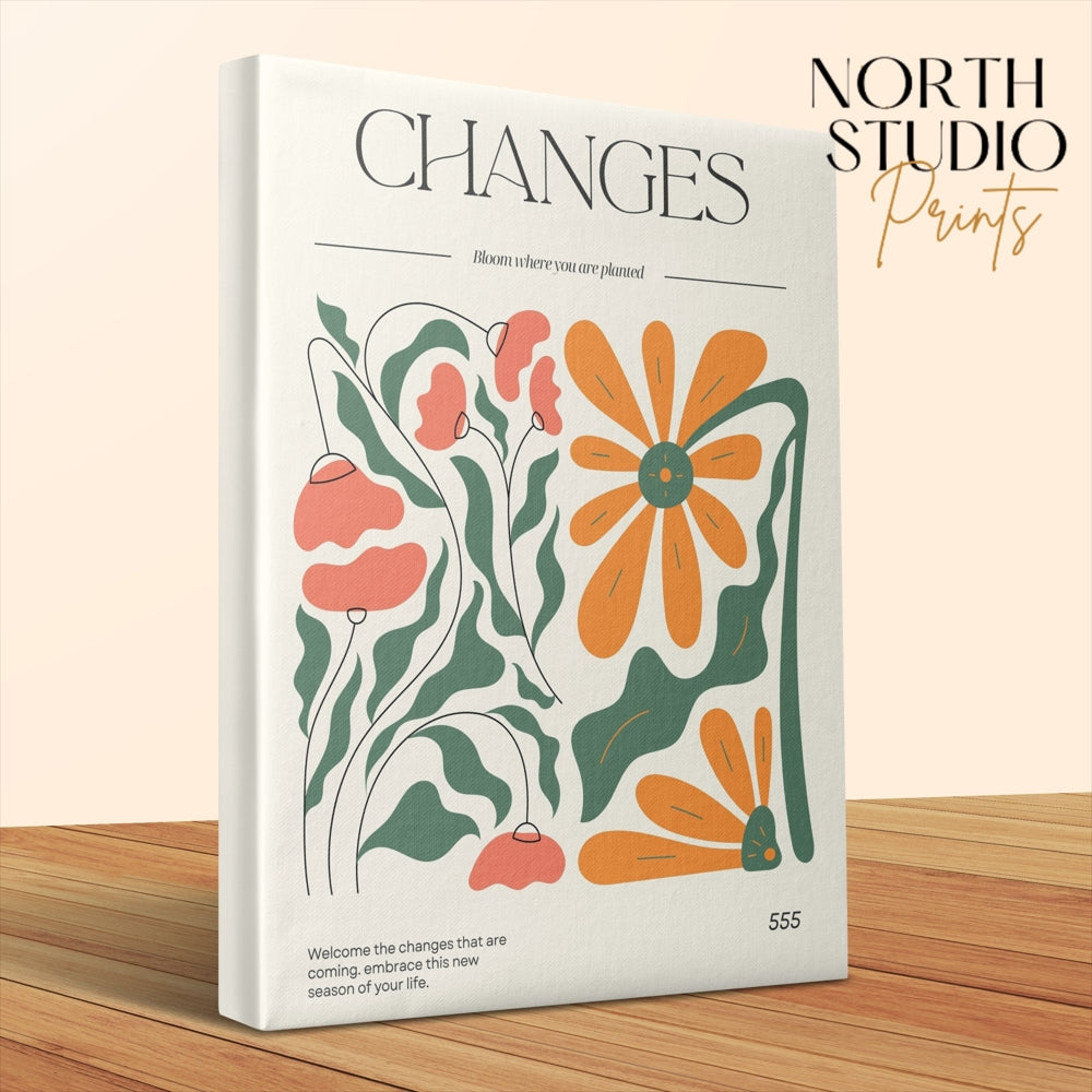Premium Poster of Changes Floral Wall Art Design Canvas Wraps