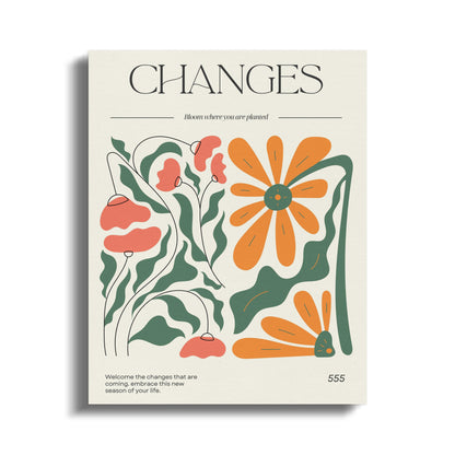 Premium Poster of Changes Floral Wall Art Design Canvas Wraps