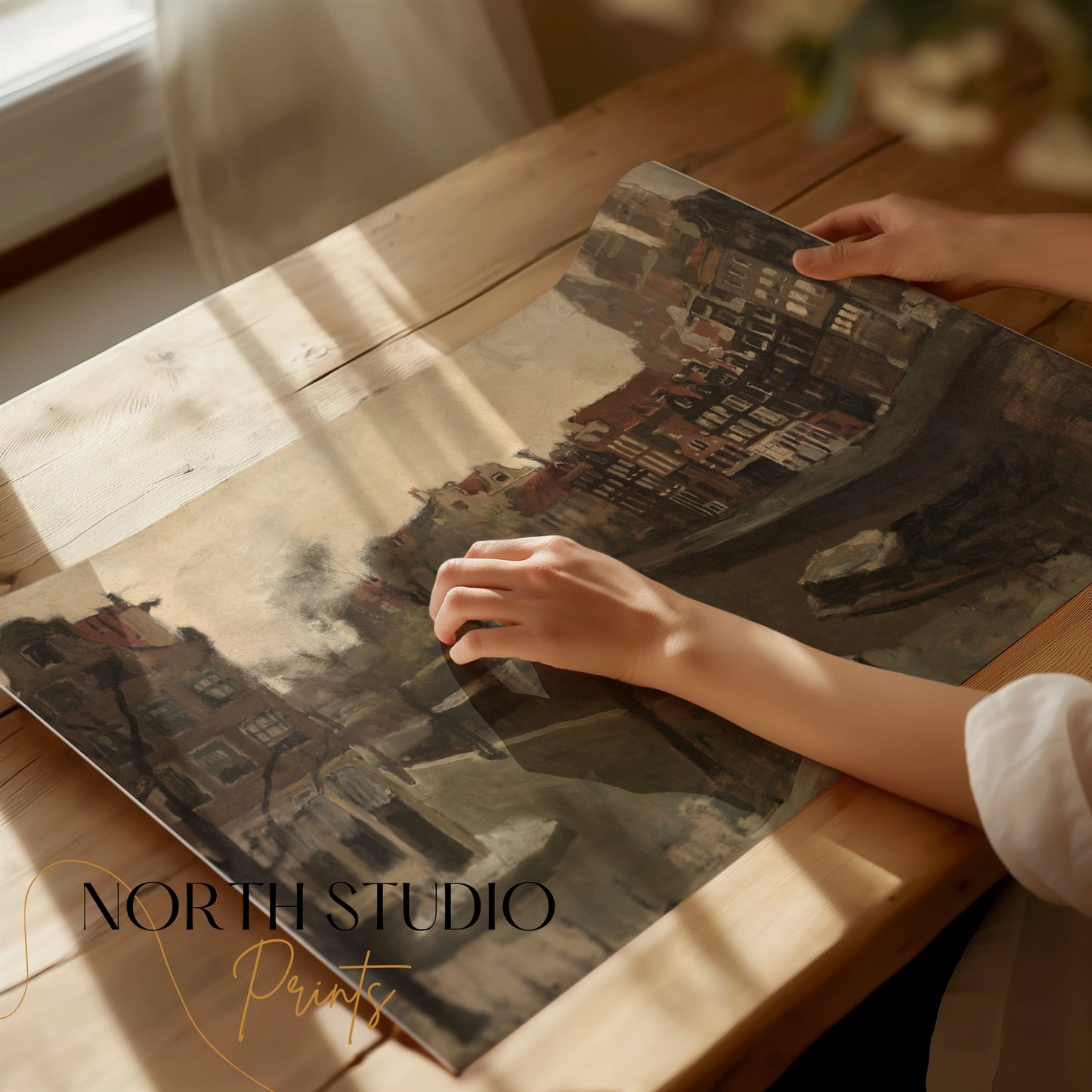Premium Poster of Charming Canal Houses Comfortable View Posters
