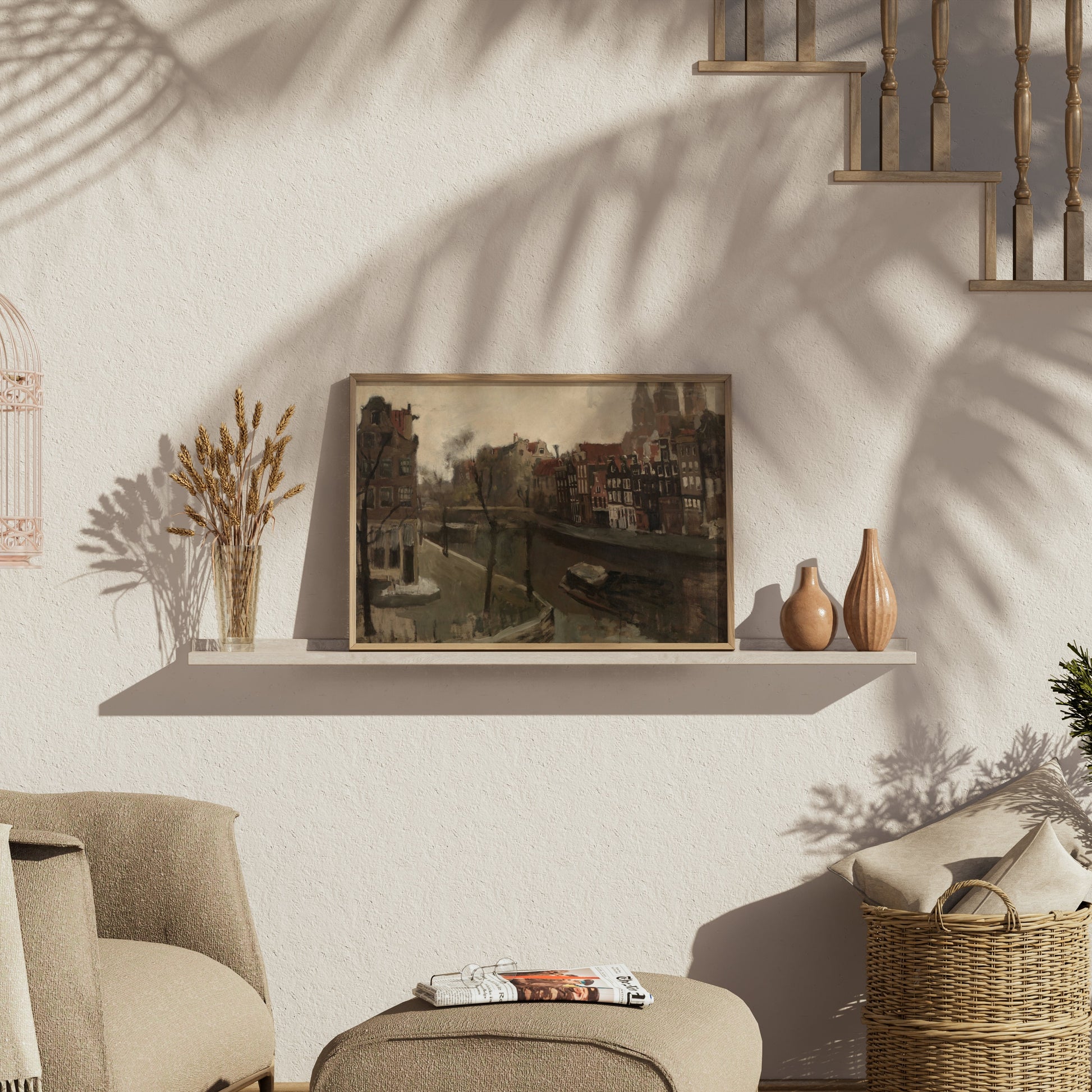 Premium Poster of Charming Canal Houses Comfortable View Posters