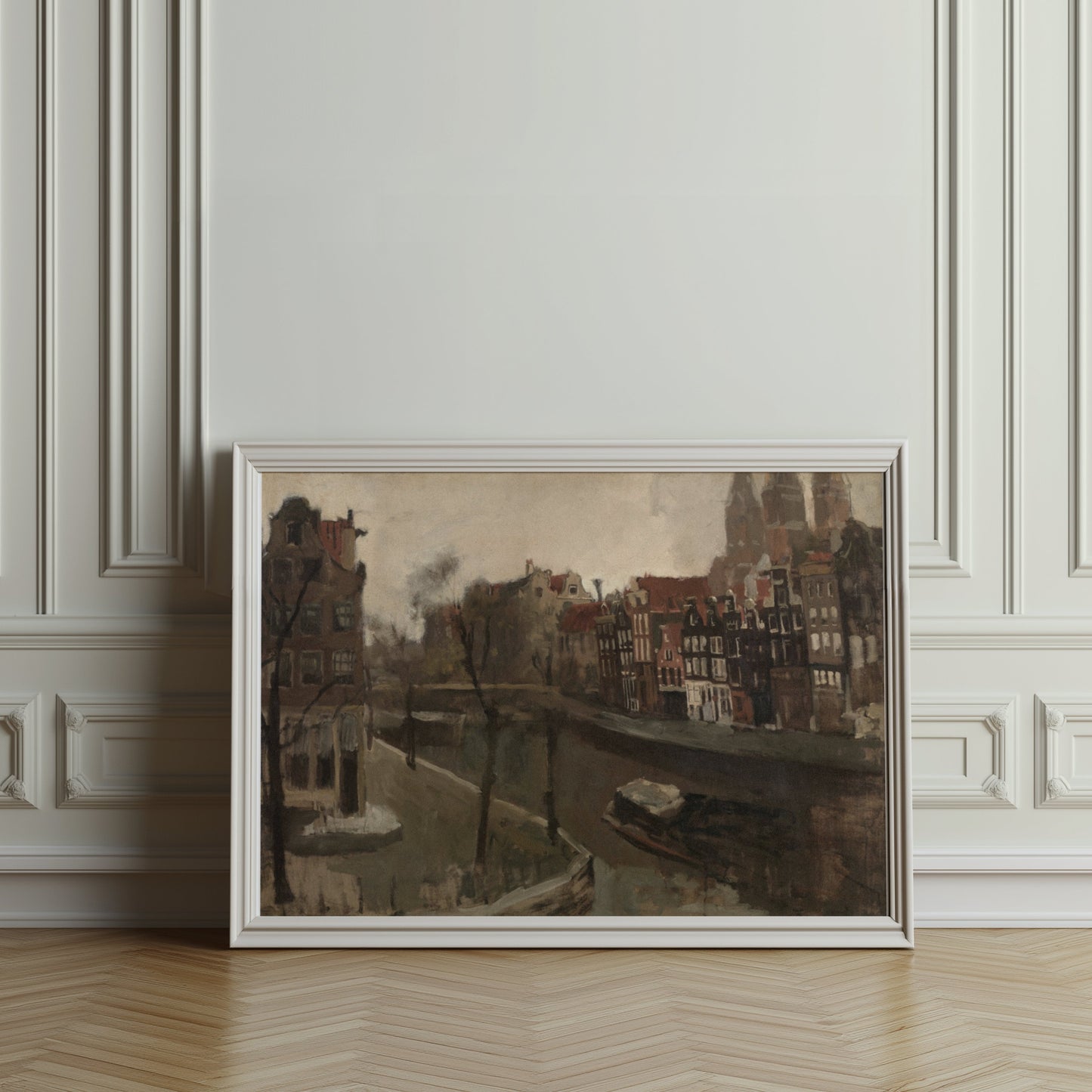 Premium Poster of Charming Canal Houses Comfortable View Posters